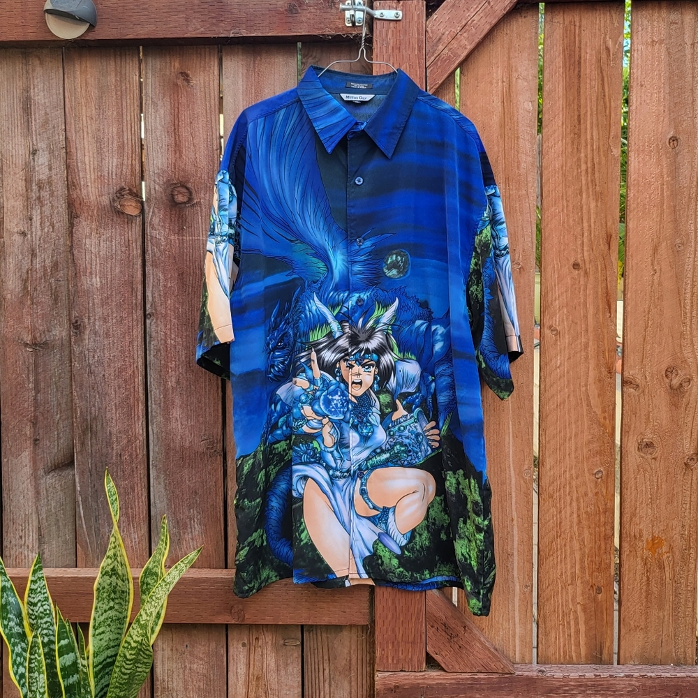 Vintage All Over Print Button Up Shirt